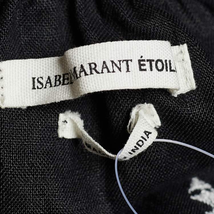 Pre Owned Isabel Marant Black Embroidered Linen Flared Blouse L