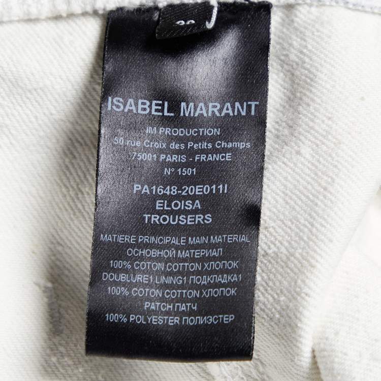 Pre Owned Isabel Marant White Tie-Dye Print Denim Eloisa High Rise Jeans M Waist 33"