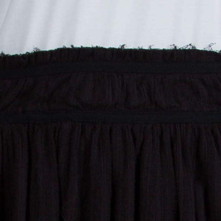 Pre Owned Isabel Marant Etoile Black Cotton Eyelet Detail Gathered Skirt S
