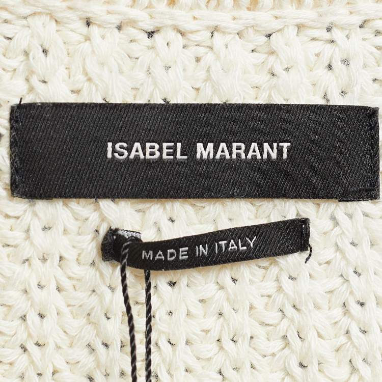 Pre Owned Isabel Marant Ecru Knit Cotton Knit Tie-Up Detail Sweater S