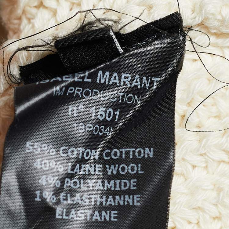 Pre Owned Isabel Marant Ecru Knit Cotton Knit Tie-Up Detail Sweater S