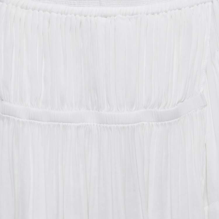 Pre Owned Isabel Marant White Plisse Chiffon Mini Skirt M