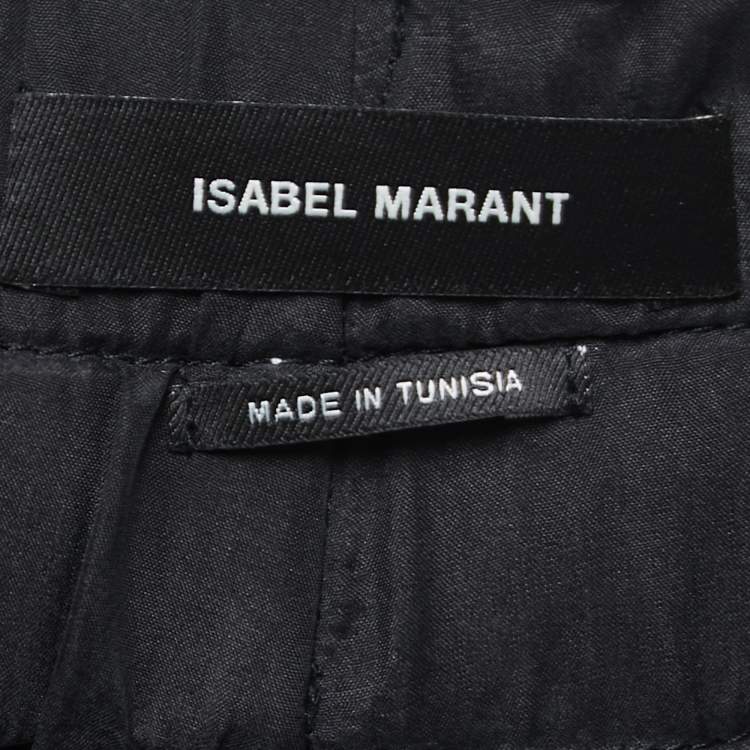 Pre Owned Isabel Marant Black Canvas Studded High-Waist Pants M
