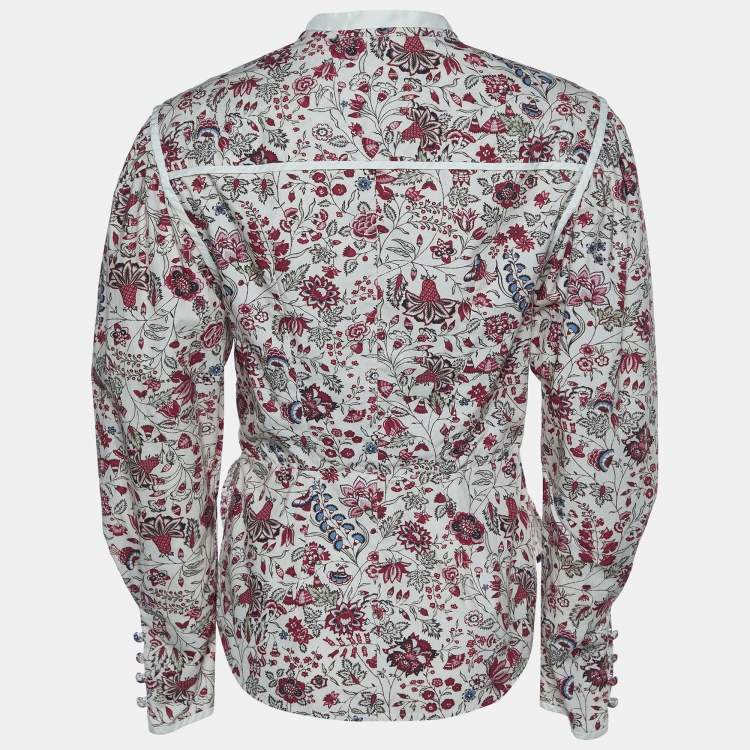 Pre Owned Isabel Marant Beige Floral Printed Cotton Cleosi Top S