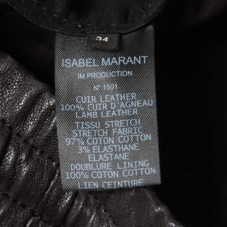 Pre Owned Isabel Marant Black Leather Drawstring Trousers S