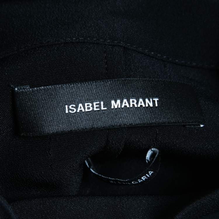 Pre Owned Isabel Marant Black Crepe High Neck Long Sleeve Blouse M