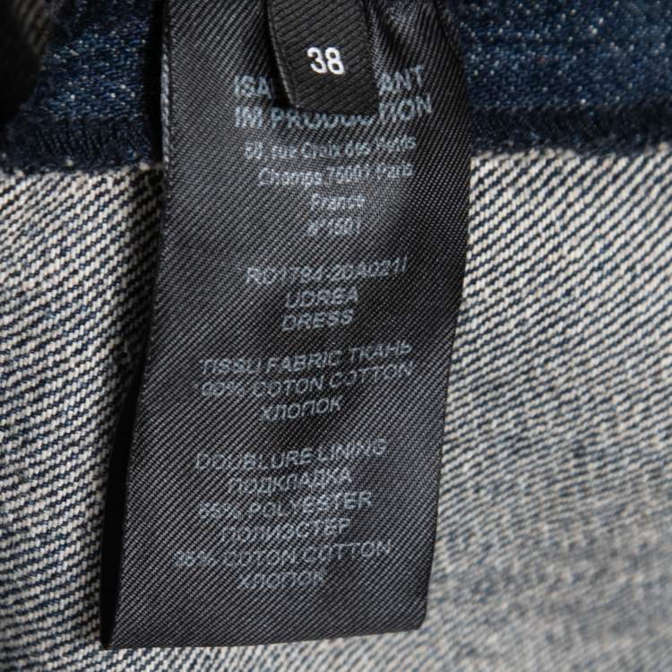 Pre Owned Isabel Marant Blue Marble Dyed Denim Midi Dress M