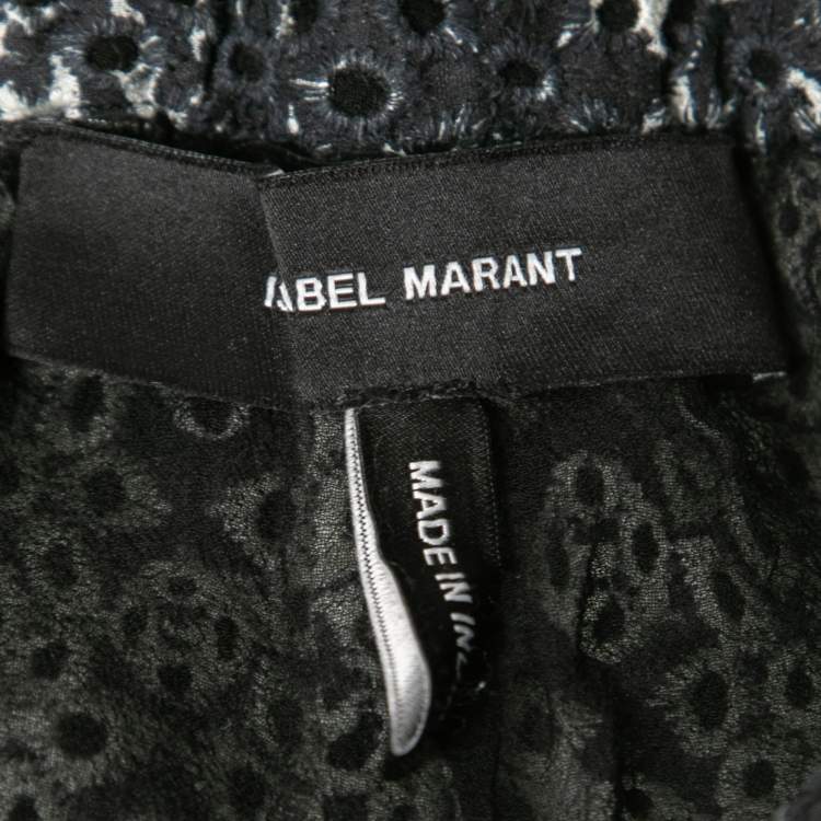 Pre Owned Isabel Marant Black Embroidered Eyelet Cotton High Waist Shorts S