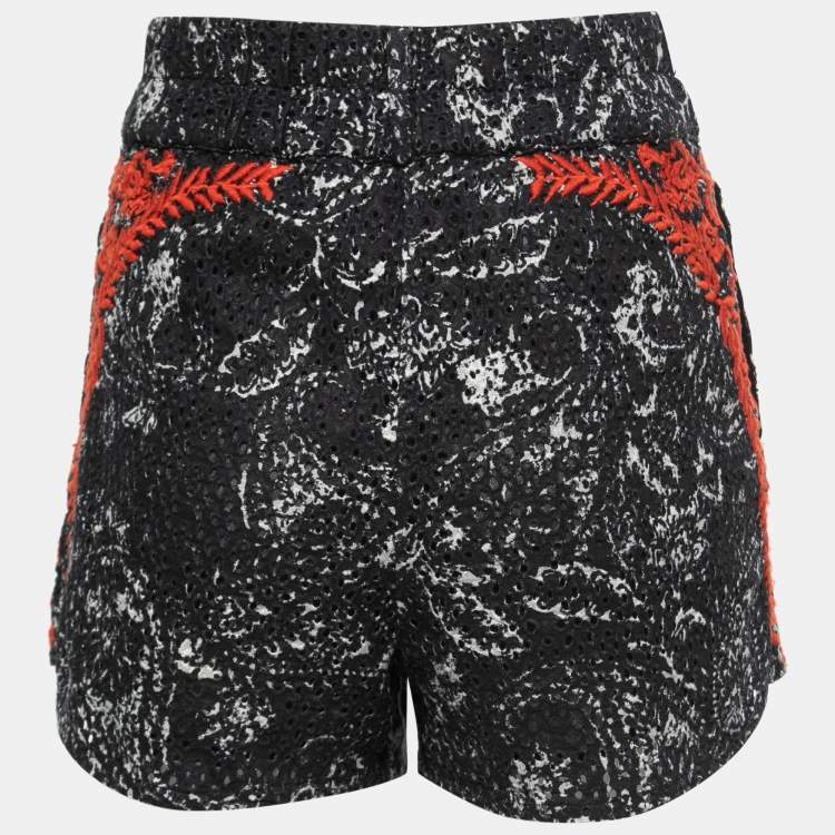 Pre Owned Isabel Marant Black Embroidered Eyelet Cotton High Waist Shorts S