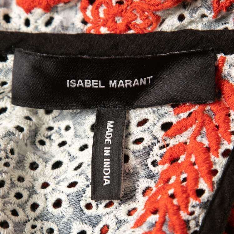 Pre Owned Isabel Marant Black Embroidered Eyelet Cotton One Shoulder Top M