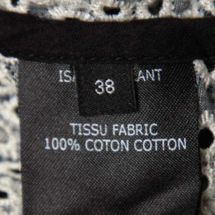 Pre Owned Isabel Marant Black Embroidered Eyelet Cotton One Shoulder Top M
