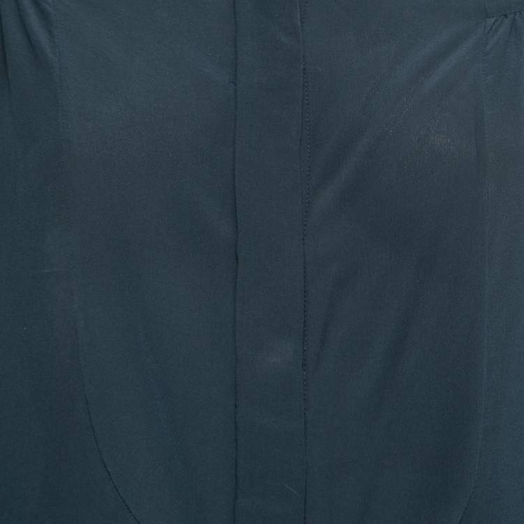Pre Owned Isabel Marant Dark Green Silk Button Front Full Sleeve Shirt Blouse L