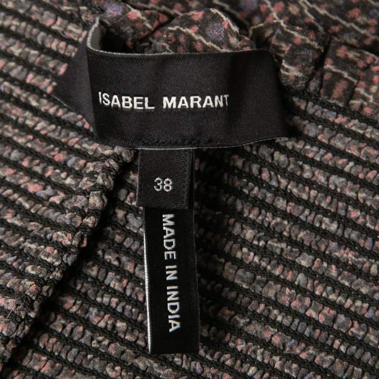 Pre Owned Isabel Marant Multicolor Printed Silk Shirred Waist Maxi Skirt M