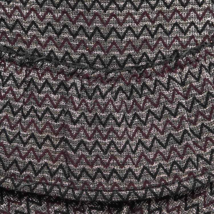 Pre Owned Isabel Marant Silver Zig-Zag Patterned Lurex Knit Mini Skirt M
