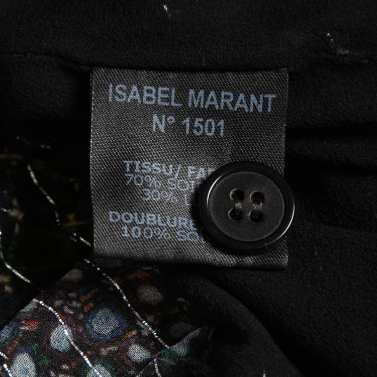 Pre Owned Isabel Marant Navy Blue Printed Silk & Lurex Shorts M