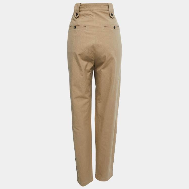 Pre Owned Isabel Marant Beige Cotton High Waist Cargo Pants M Waist 32"