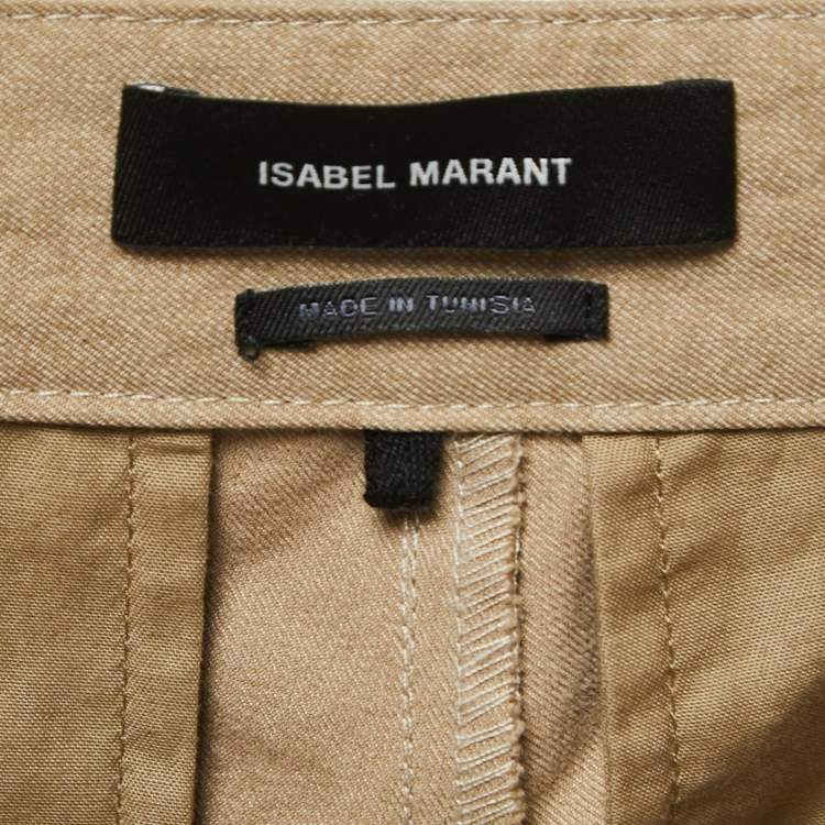 Pre Owned Isabel Marant Beige Cotton High Waist Cargo Pants M Waist 32"