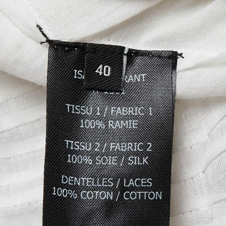 Pre Owned Isabel Marant White Ramie & Silk Lace Trimmed Ruffle Top M