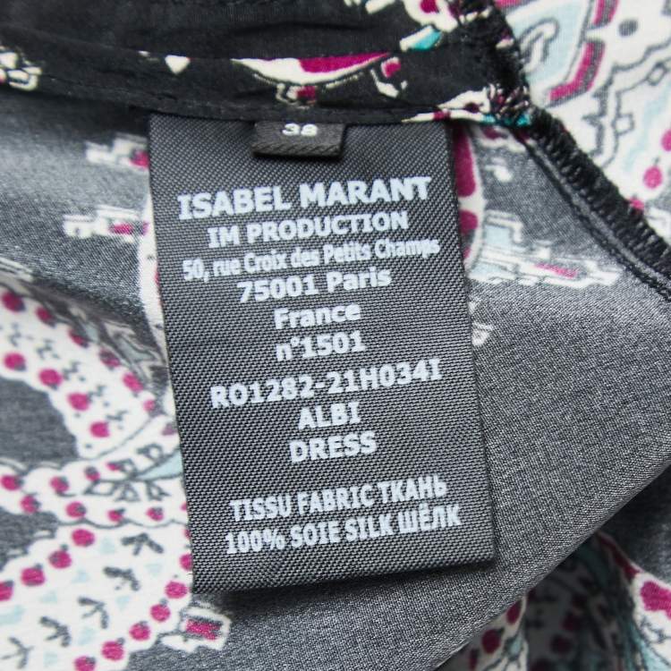 Pre Owned Isabel Marant Mutlicolor Paisley Print Crepe Ruch Detail Asymmetrical Dress M