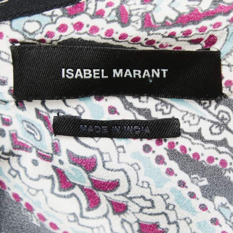 Pre Owned Isabel Marant Mutlicolor Paisley Print Crepe Ruch Detail Asymmetrical Dress M