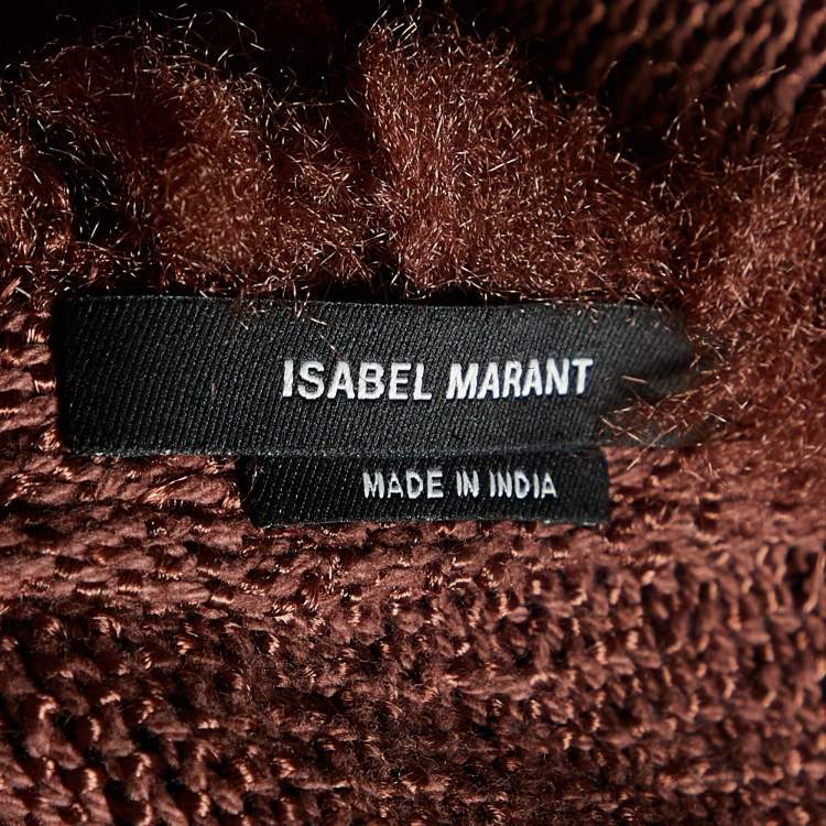 Pre Owned Isabel Marant Brown Perforated Knit Sleeveless Fringe Tassel Detail Top M