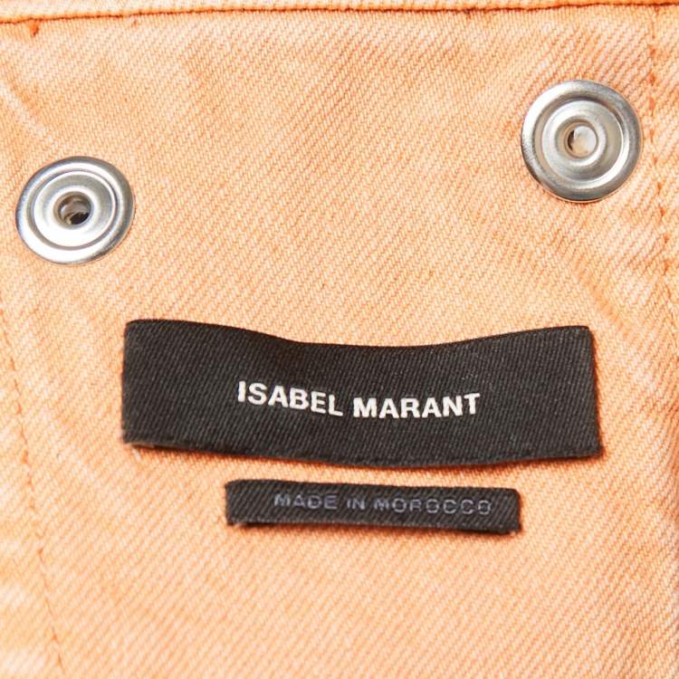 Pre Owned Isabel Marant Orange Denim Double Breasted Jacket M