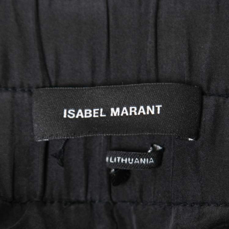 Pre Owned Iabel Marant Black Studded Cotton Paper Bag Shorts S