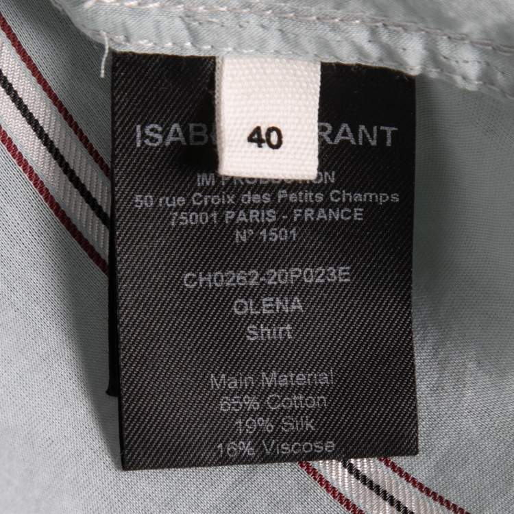 Pre Owned Isabel Marant Blue Striped Cotton Button Front Long Sleeve Oversized Blouse M
