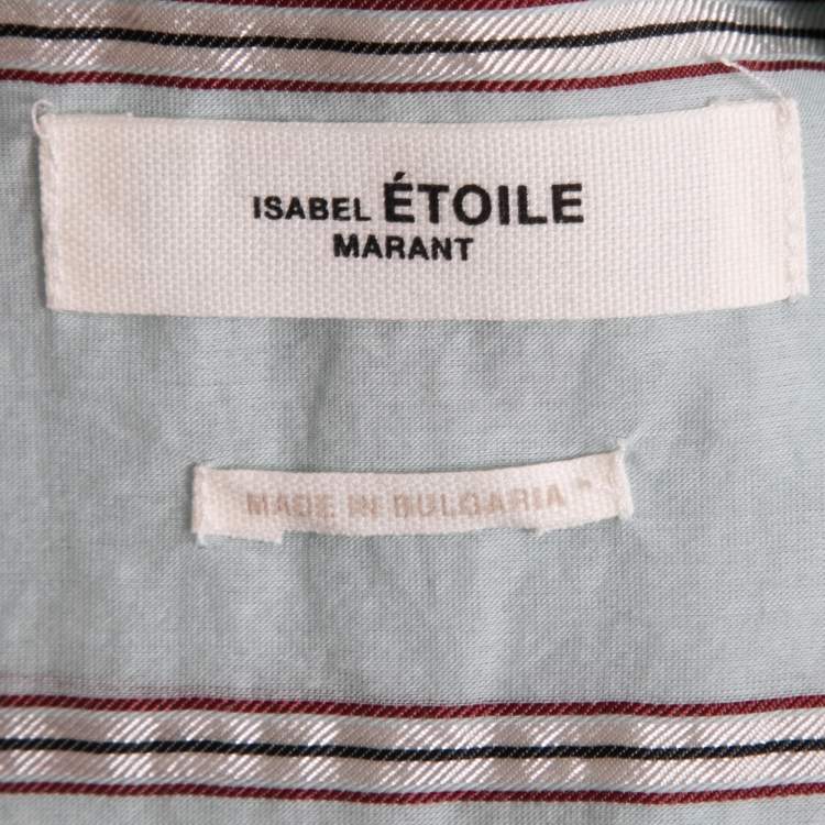 Pre Owned Isabel Marant Blue Striped Cotton Button Front Long Sleeve Oversized Blouse M