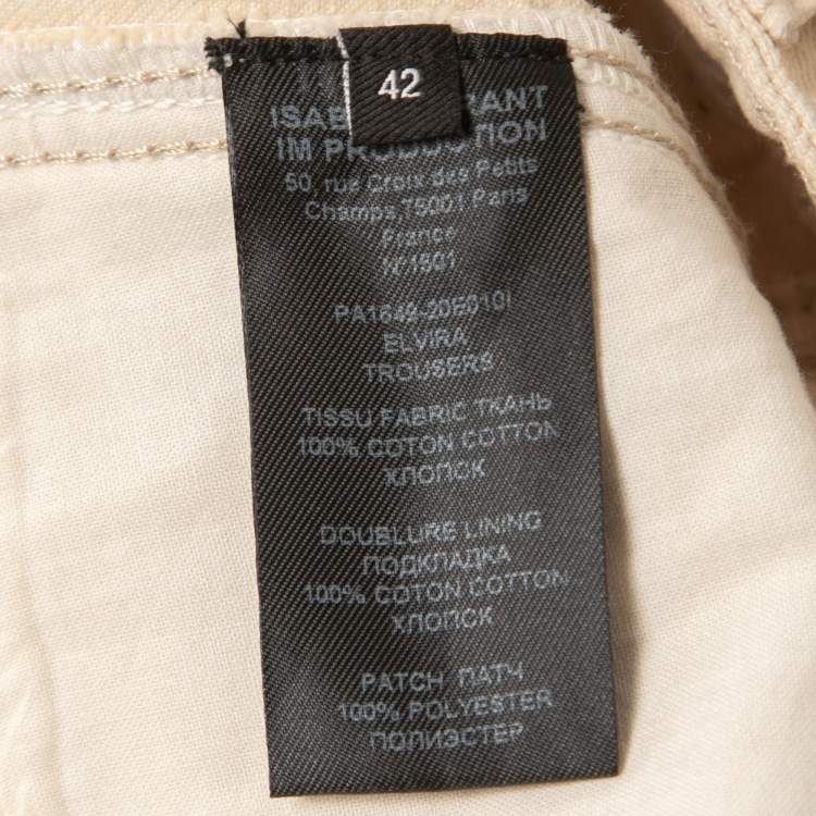 Pre Owned Isabel Marant Cream Denim Frayed Hem Jeans L Waist 32"