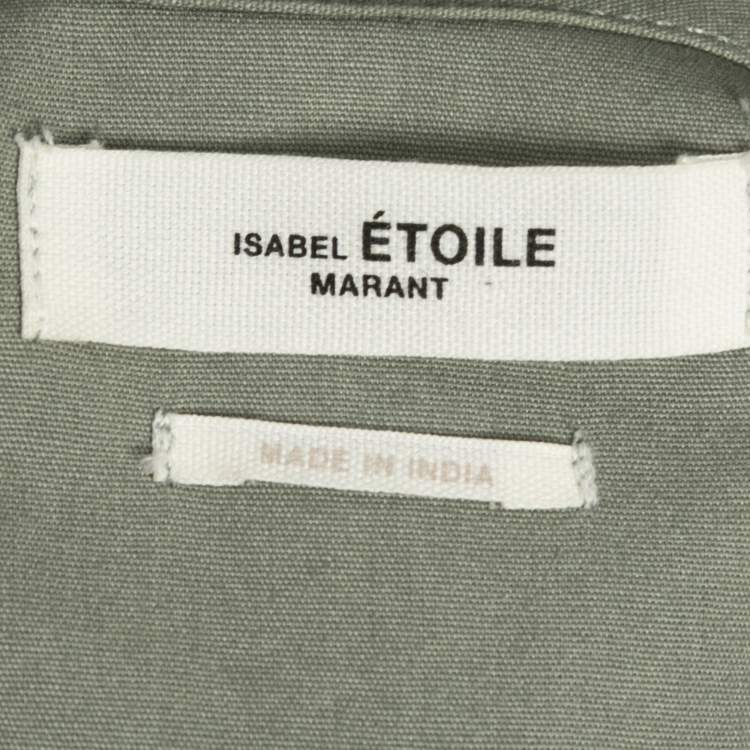Pre Owned Isabel Marant Green Cotton Button Front Belted Short Dress L