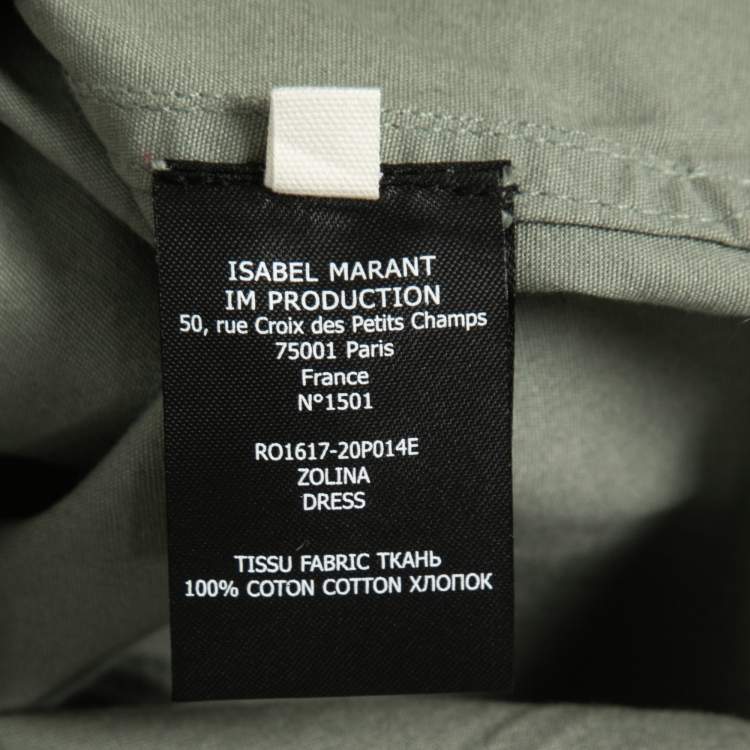 Pre Owned Isabel Marant Green Cotton Button Front Belted Short Dress L