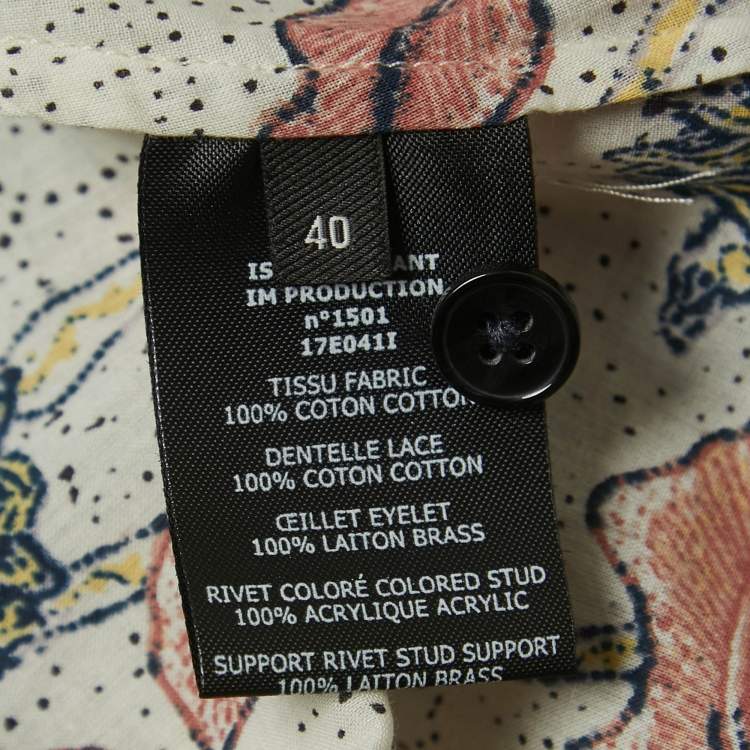 Pre Owned Isabel Marant Multicolor Print Studded Cotton Ruffle Belted Mini Dress L