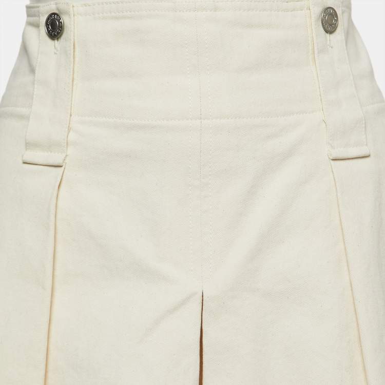 Pre Owned Isabel Marant Cream Cotton Pleated Flared Shorts L 