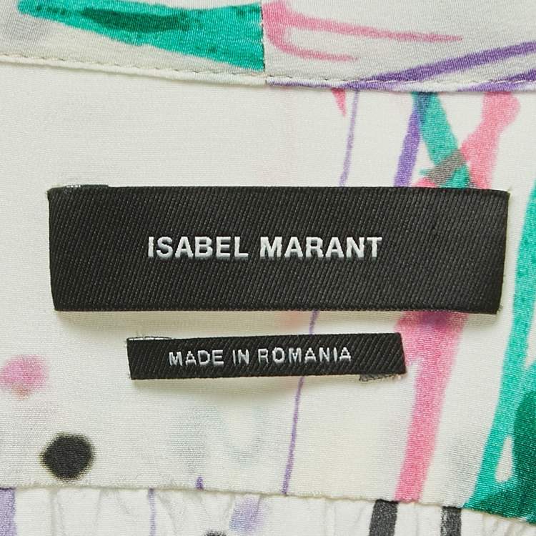 Pre Owned Isabel Marant Multicolor Abstract Print Stretch Silk Ruched Mini Dress S