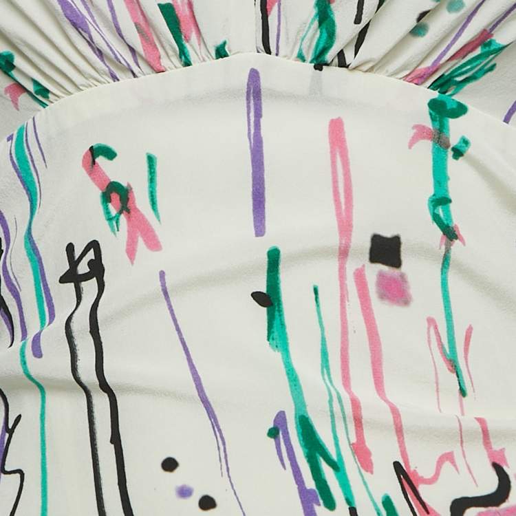 Pre Owned Isabel Marant Multicolor Abstract Print Stretch Silk Ruched Mini Dress S
