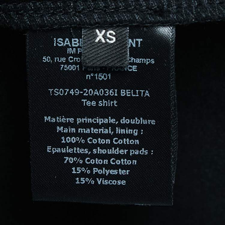 Pre Owned Isabel Marant Black Cotton Shoulder Padded Knotted T-Shirt XS