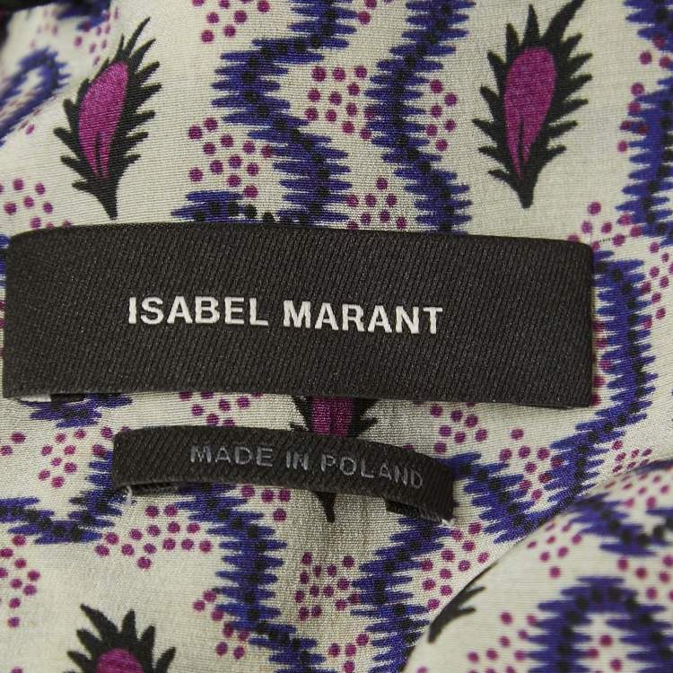 Pre Owned Isabel Marant Multicolor Printed Silk Ruched Mini Dress XL
