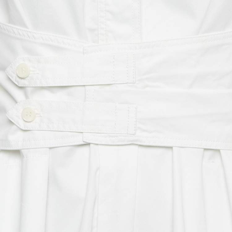Pre Owned Isabel Marant White Cotton Belted Mini Shirt Dress S