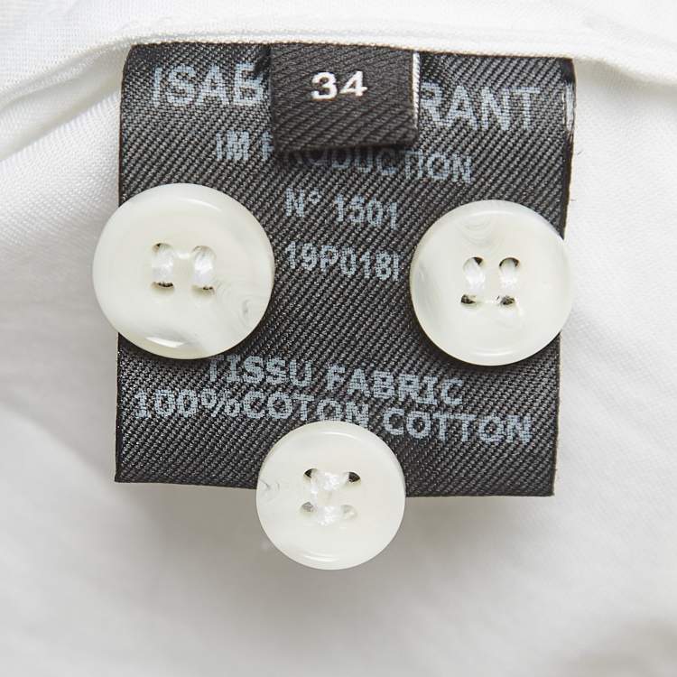Pre Owned Isabel Marant White Cotton Belted Mini Shirt Dress S