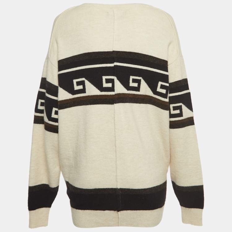 Pre Owned Isabel Marant Cream Patterned Knit Samuel Oversized Sweater S