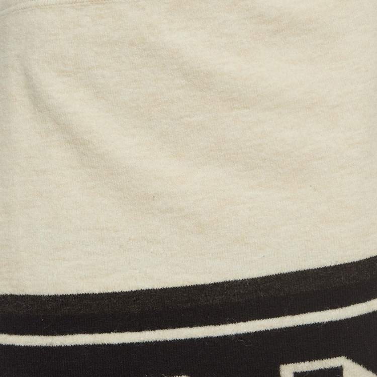 Pre Owned Isabel Marant Cream Patterned Knit Samuel Wrap On Mini Skirt L