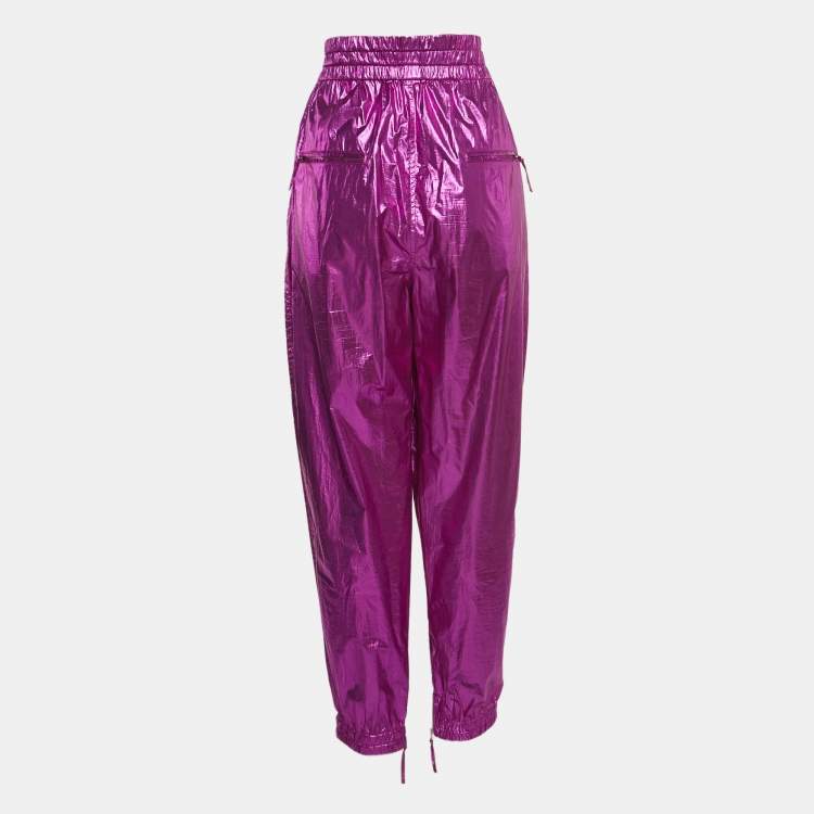 Pre Owned Isabel Marant Metallic Pink Cotton Carrot-Fit Galoni Trousers L