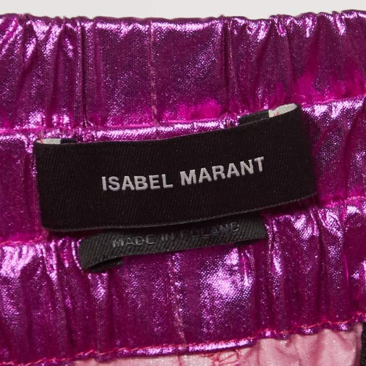 Pre Owned Isabel Marant Metallic Pink Cotton Carrot-Fit Galoni Trousers L