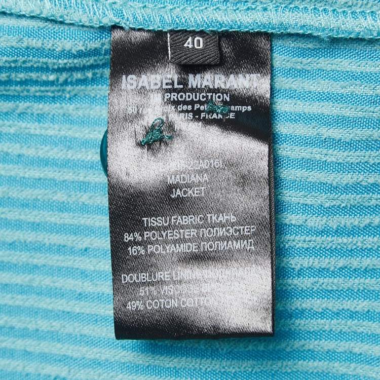 Pre Owned Isabel Marant Teal Blue Corduroy Madiana Jacket and Melva Skirt Set S/M