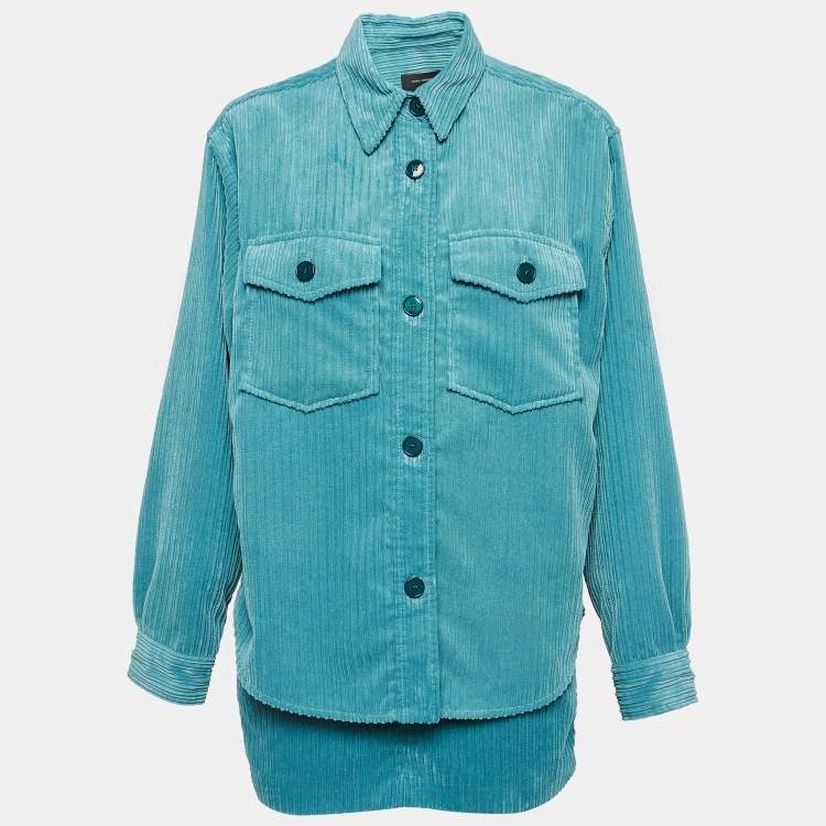 Pre Owned Isabel Marant Teal Blue Corduroy Madiana Jacket and Melva Skirt Set S/M