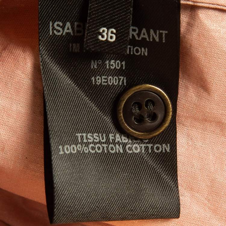 Pre Owned Isabel Marant Metallic Rose Gold Cotton Buttoned Tren Top S