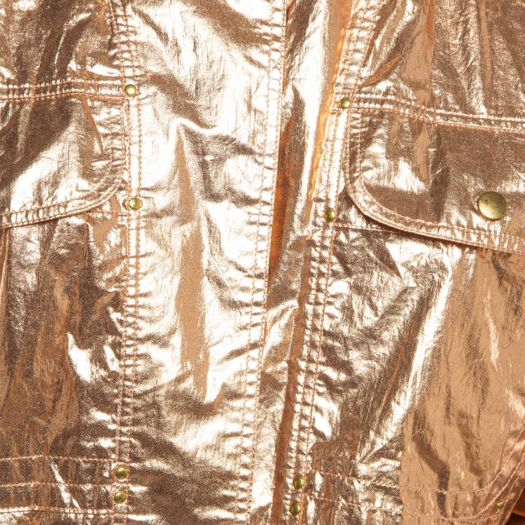 Pre Owned Isabel Marant Metallic Rose Gold Cotton Buttoned Tren Top S