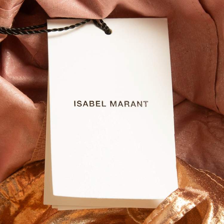 Pre Owned Isabel Marant Metallic Rose Gold Cotton Belted Tweni Shorts M