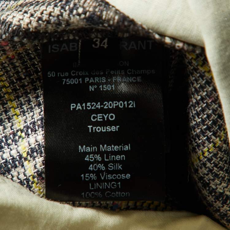 Pre Owned Isabel Marant Multicolor Checked Linen Blend Trousers S